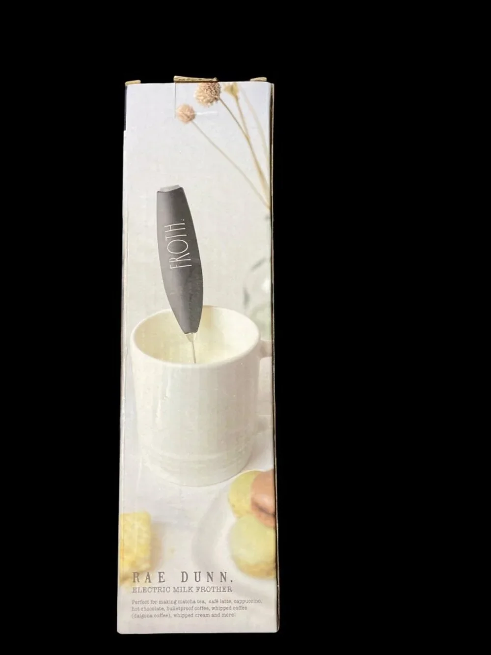 Rae Dunn Electric Milk Frother With Stand & Battery-Powered New In Box